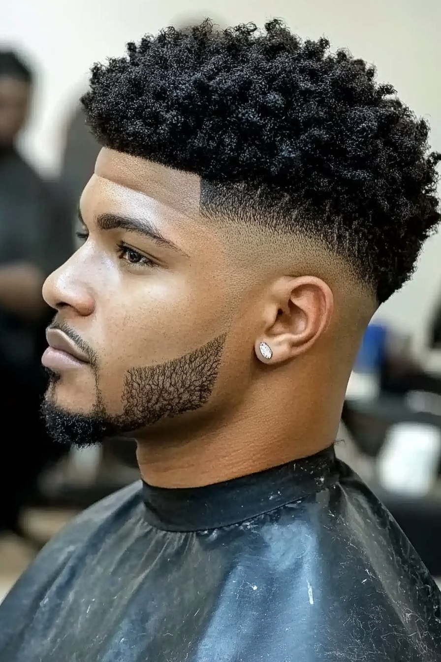 Burst Fade Curly Top