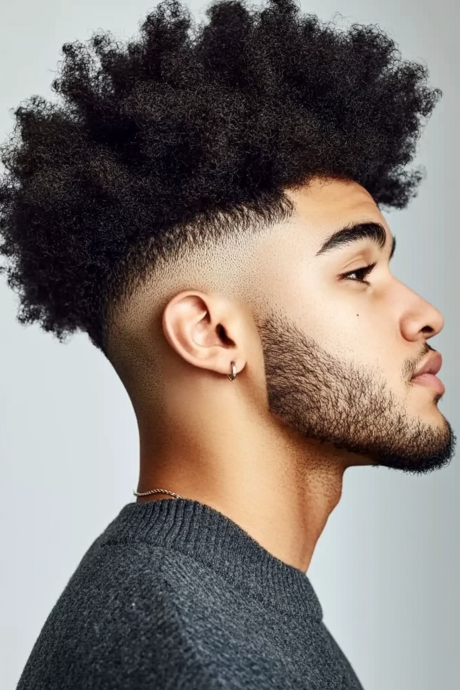 Voluminous Afro Tapered Fade