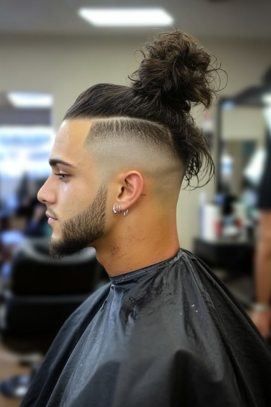 Textured Man Bun Sharp Undercut