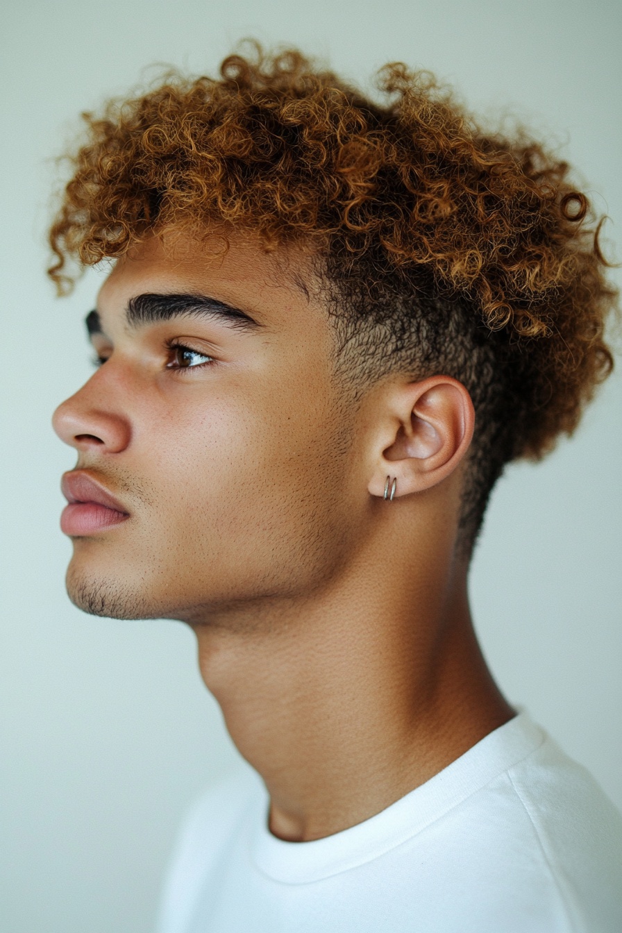 Bold Curly Top with Tapered Sides