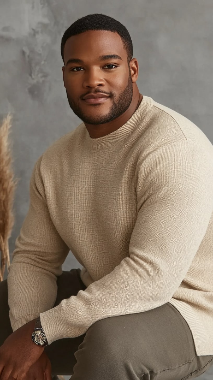 Cream Sweater Army-Inspired Pants