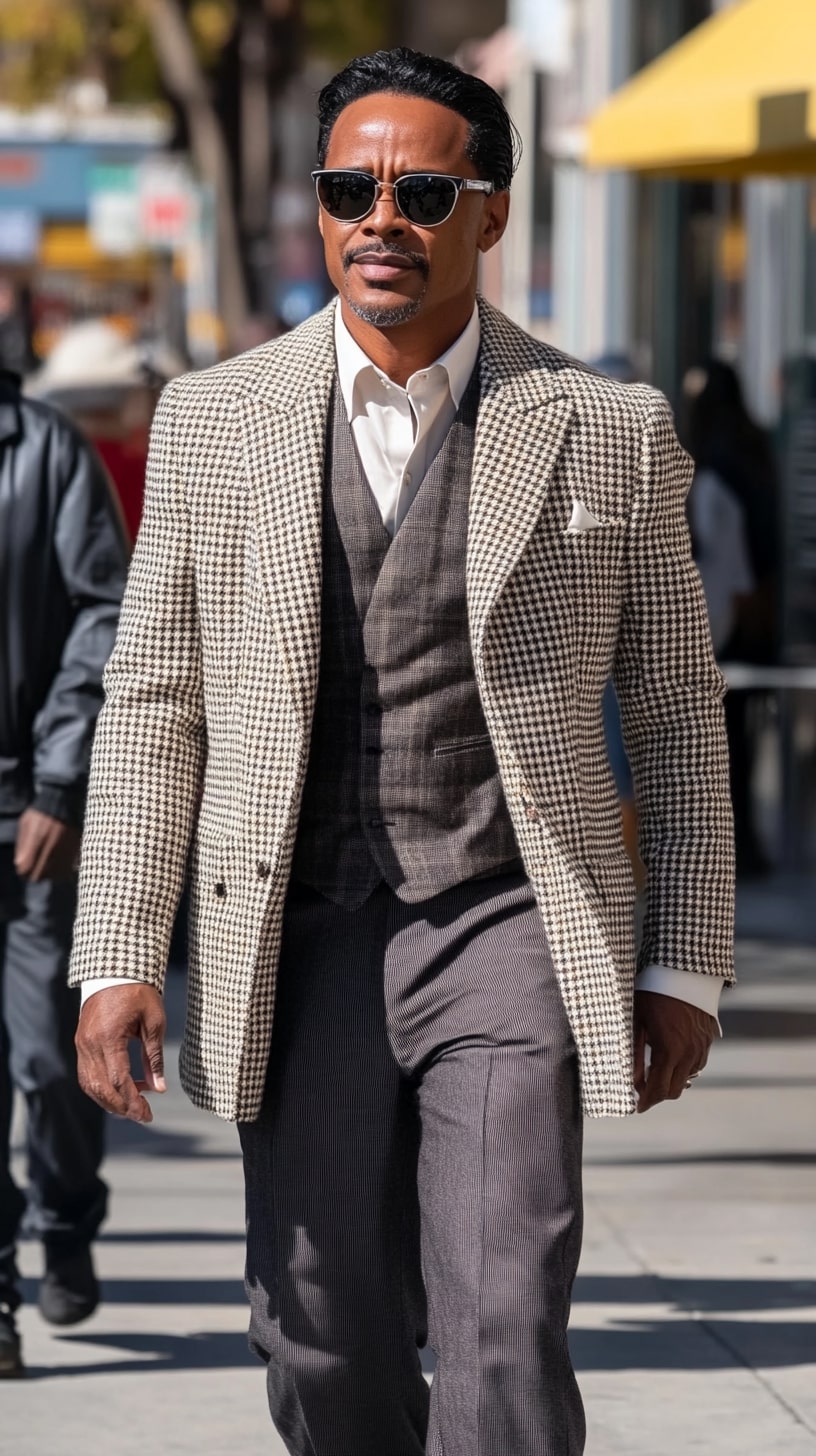 Houndstooth Blazer, Brown Three-Piece Suit