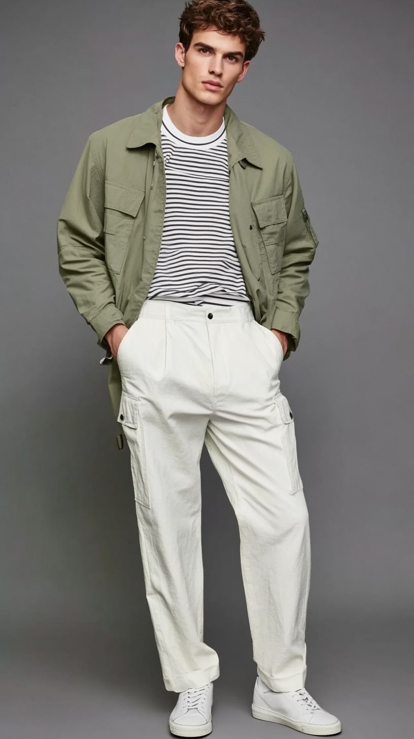 Overshirt Striped Casual T-Shirt