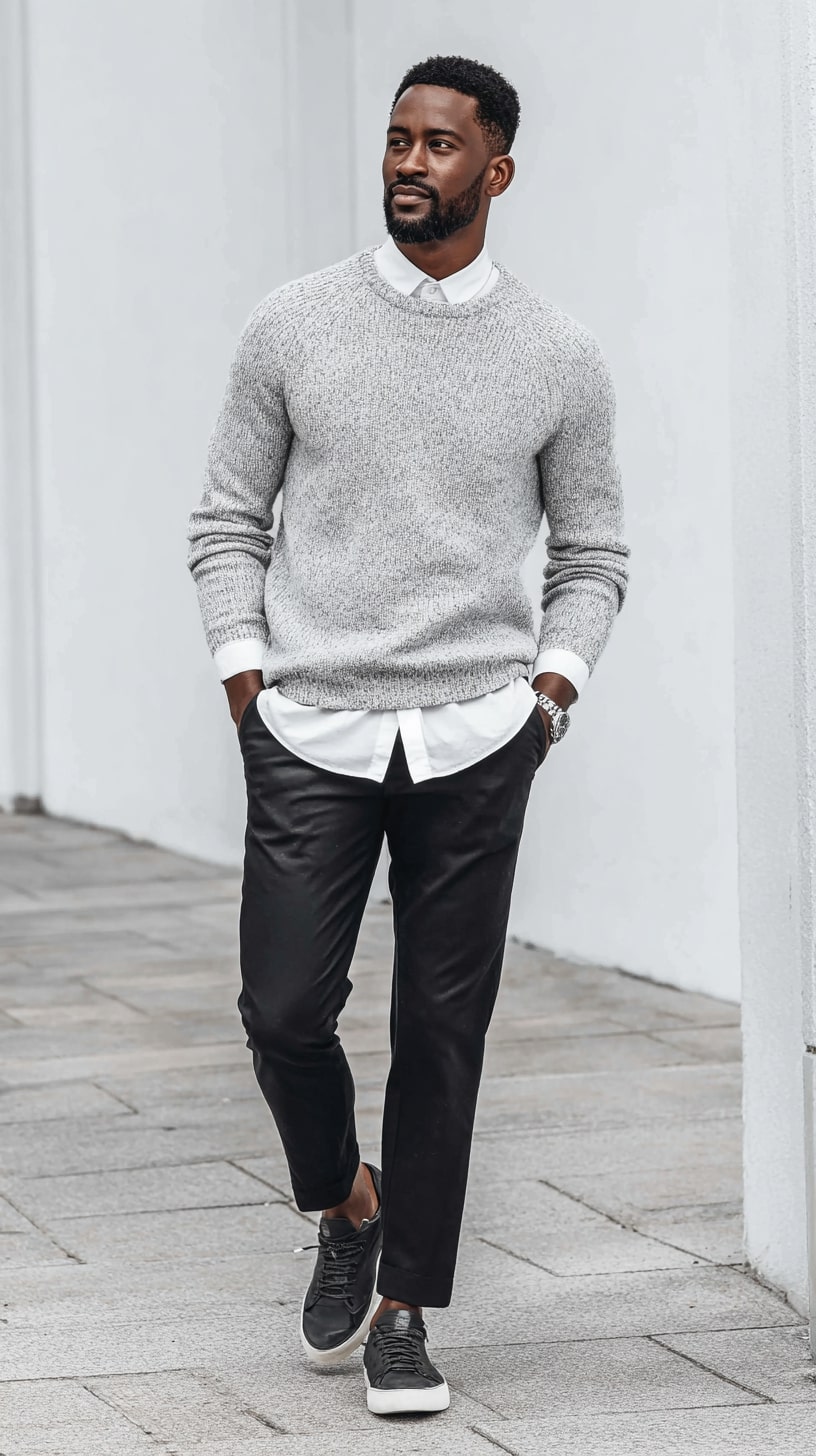 Knit Sweater + Tapered Trousers