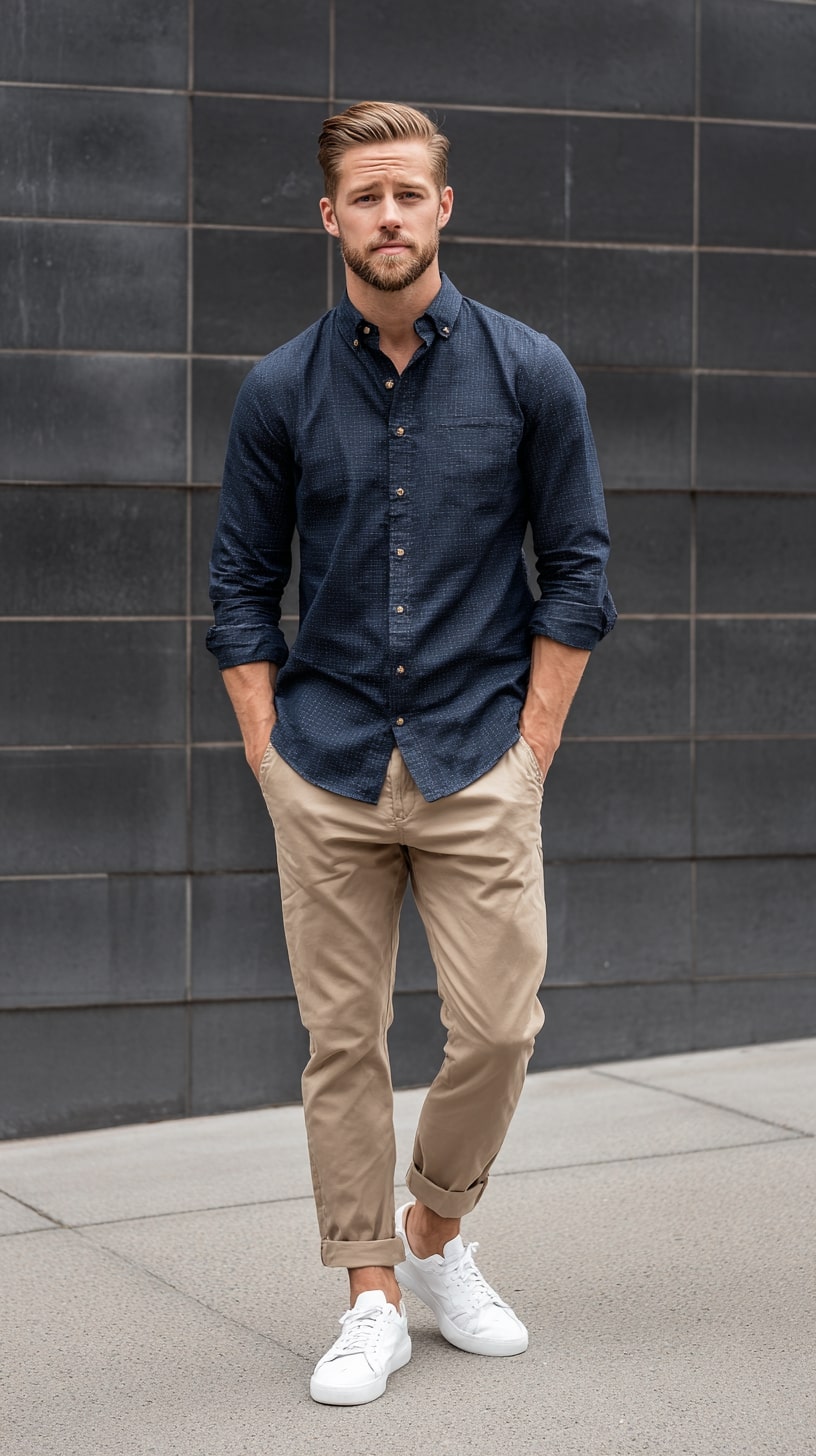Button-Up Shirt + Khaki Chinos