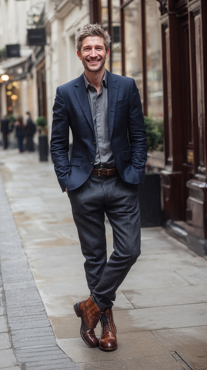 Navy Blazer + Wool Trousers