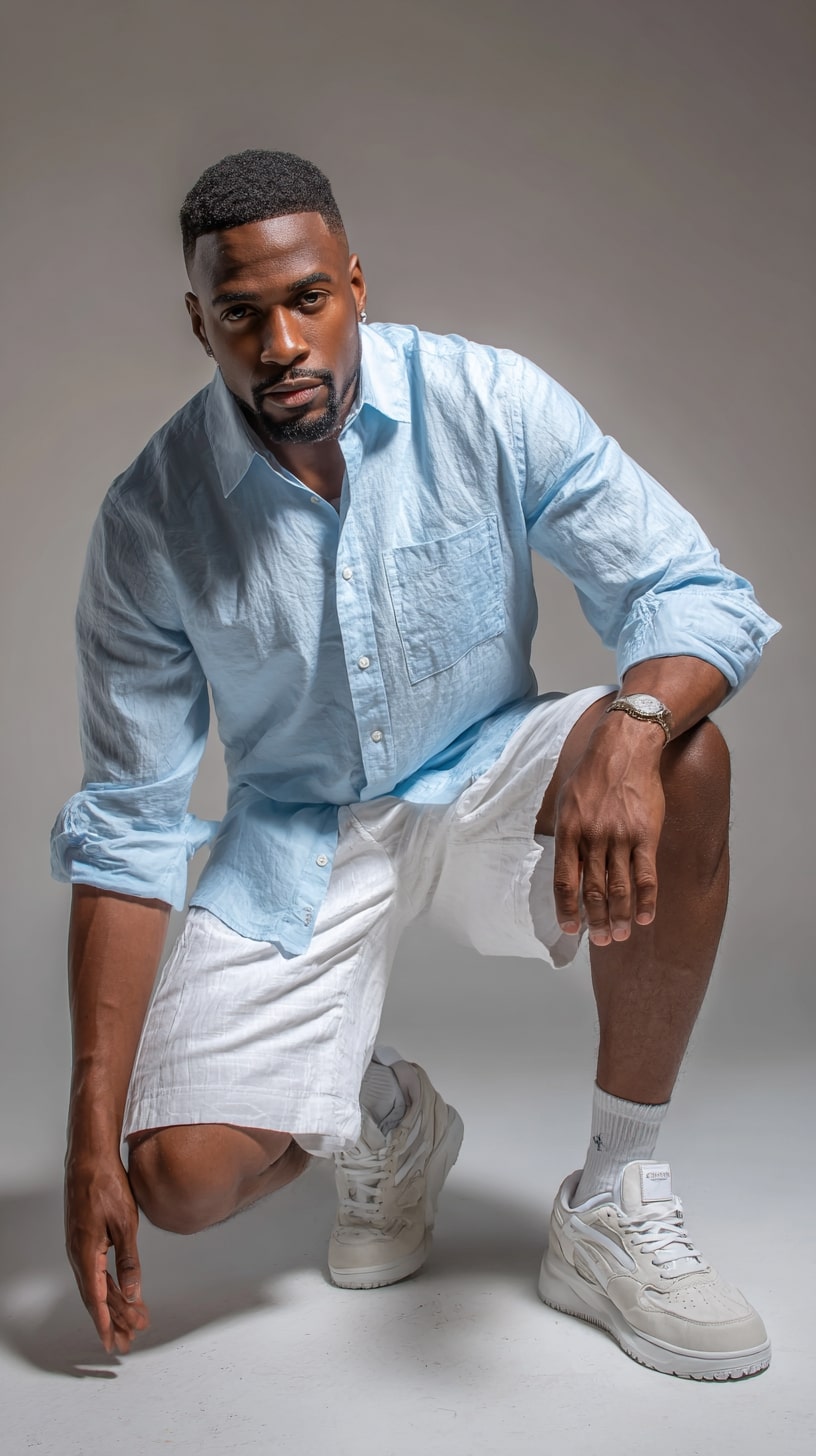 Linen Shirt + White Shorts