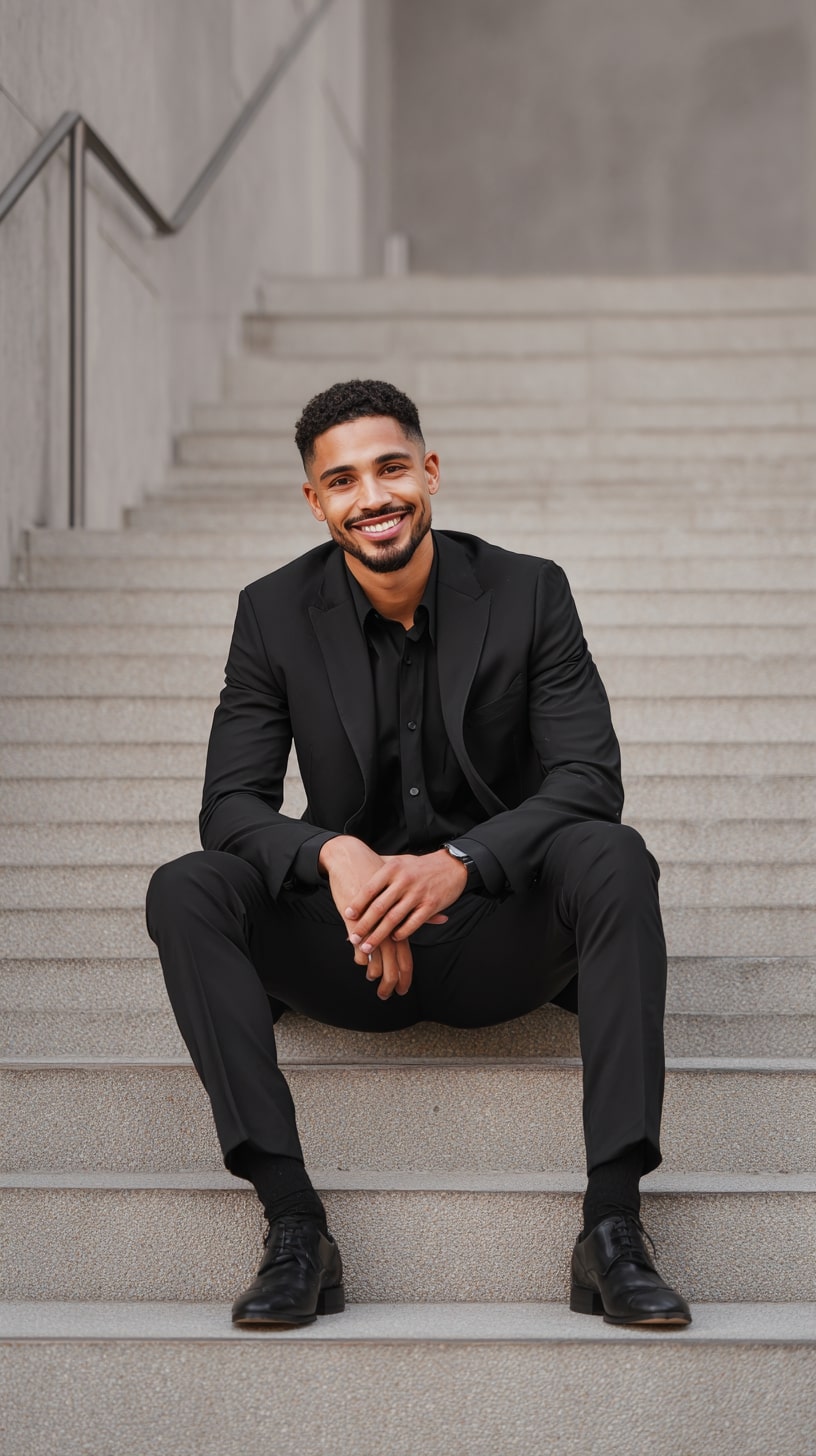 Black Dress Shirt + Slim Suit