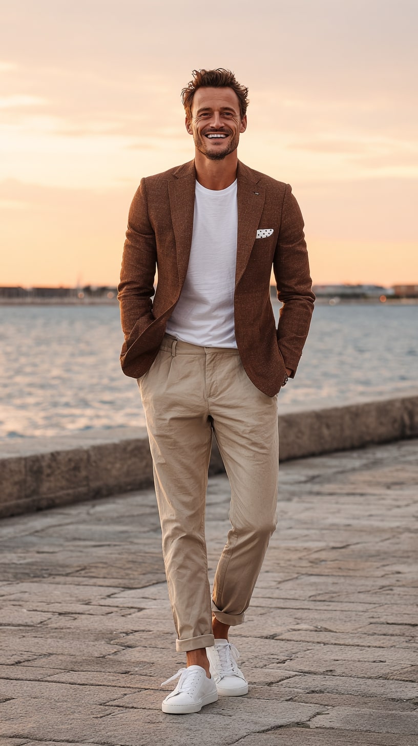 Brown Blazer + Chino Trousers