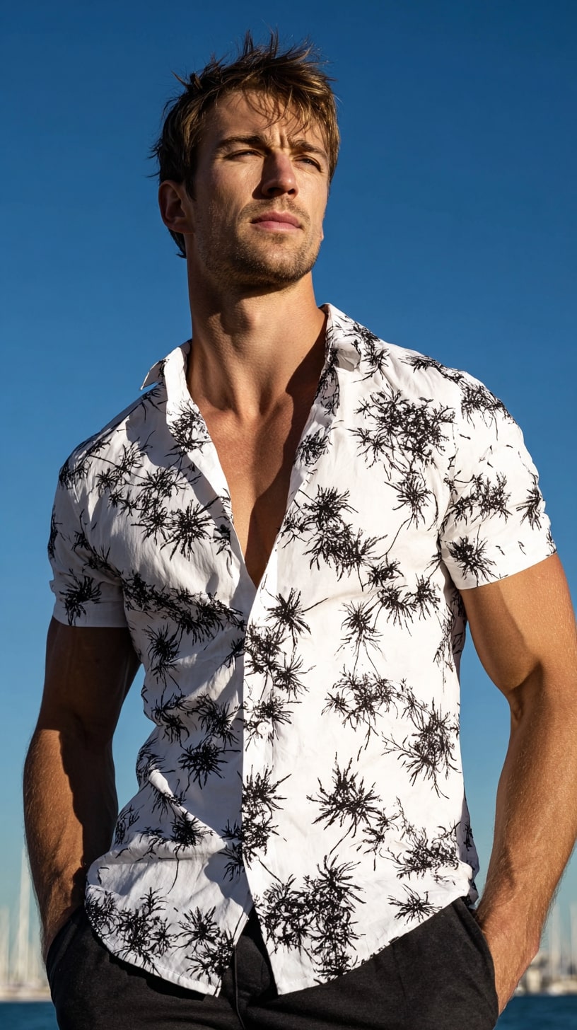 Black White Palm Print Shirt