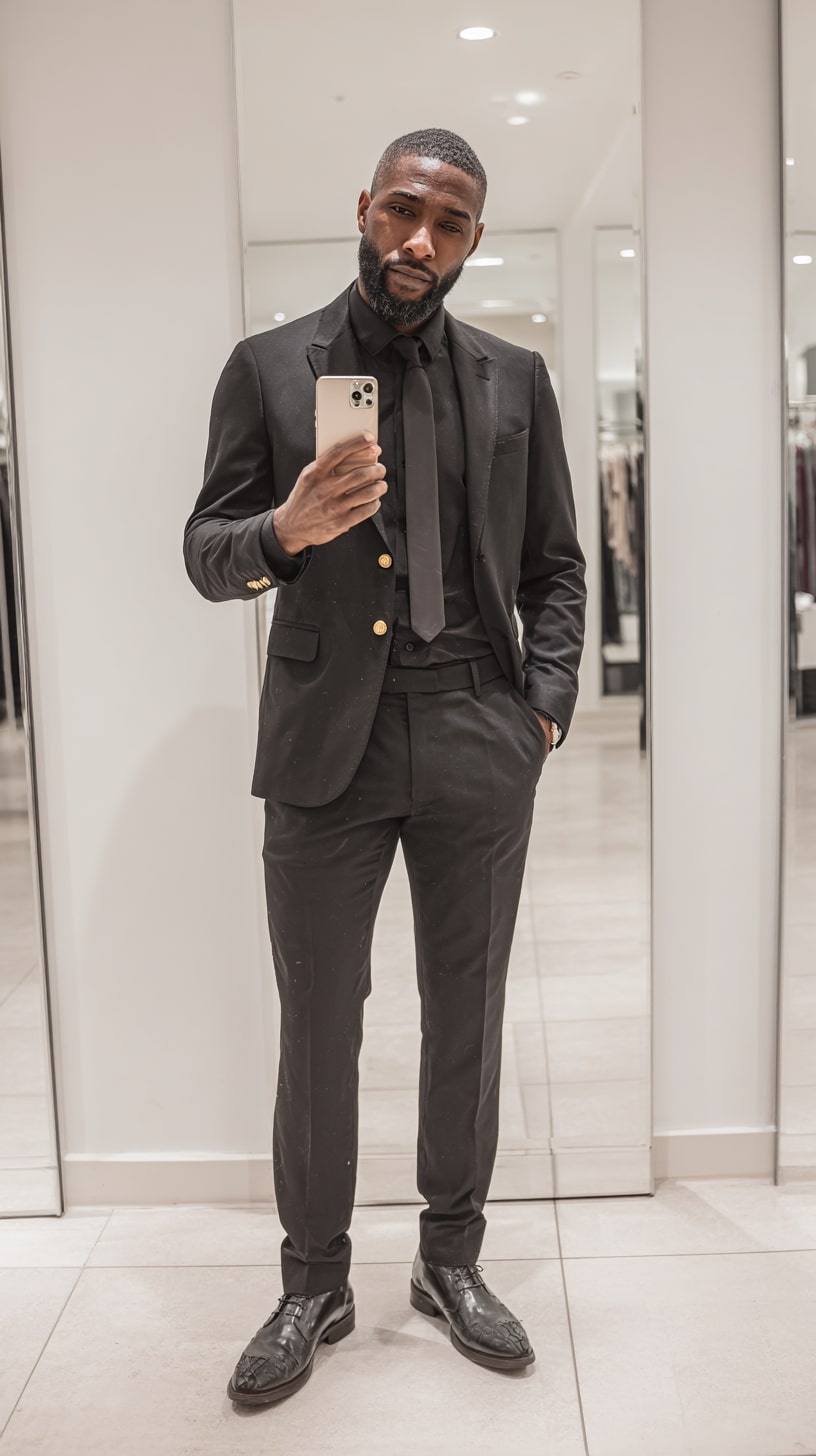 Slim Suit + Black Tie