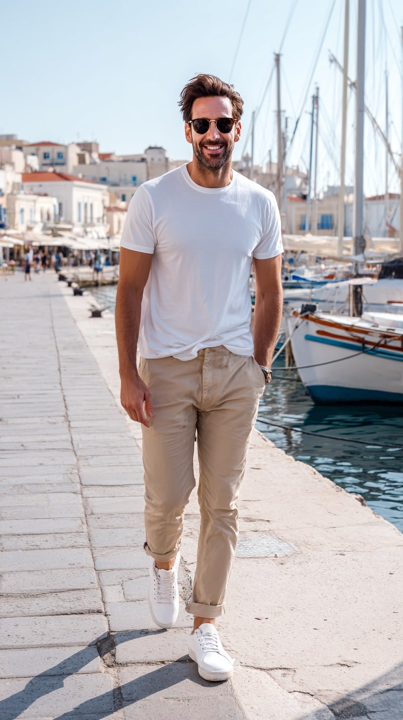 White Tee + Khaki Chinos