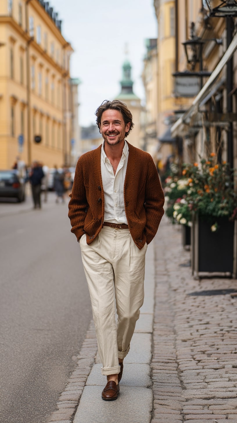 Cardigan Jacket + Pleated Trousers